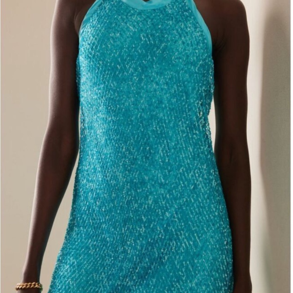 Diotima - Exclusive Queen Mini Dress In Sequin Net - Blue - 2